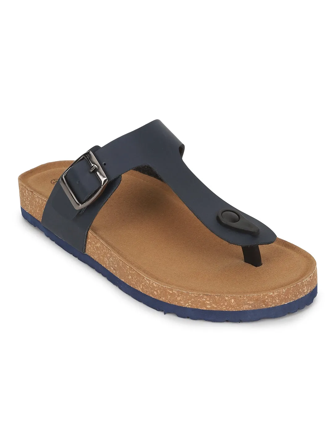 Marineblaue PU-Kork-Latex-Einlegesohlen Flats (TC-070202-NVY)