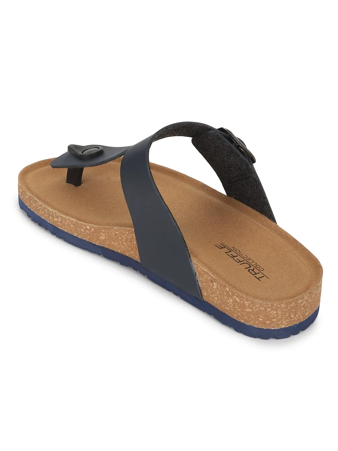 Marineblaue PU-Kork-Latex-Einlegesohlen Flats (TC-070202-NVY)