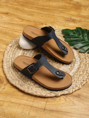 Marineblaue PU-Kork-Latex-Einlegesohlen Flats (TC-070202-NVY)