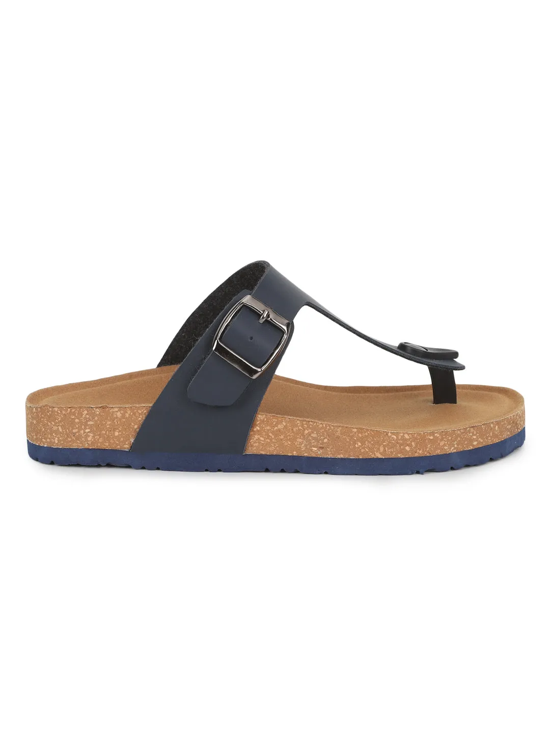 Marineblaue PU-Kork-Latex-Einlegesohlen Flats (TC-070202-NVY)