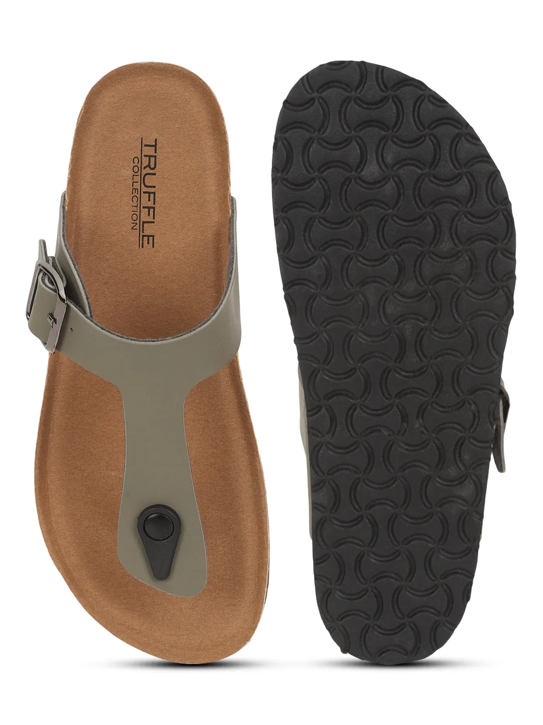 Olivegrüne PU-Kork-Latex-Einlegesohlen Flats (TC-070202-GRN)