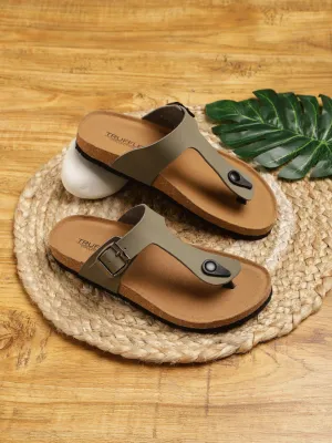 Olivegrüne PU-Kork-Latex-Einlegesohlen Flats (TC-070202-GRN)