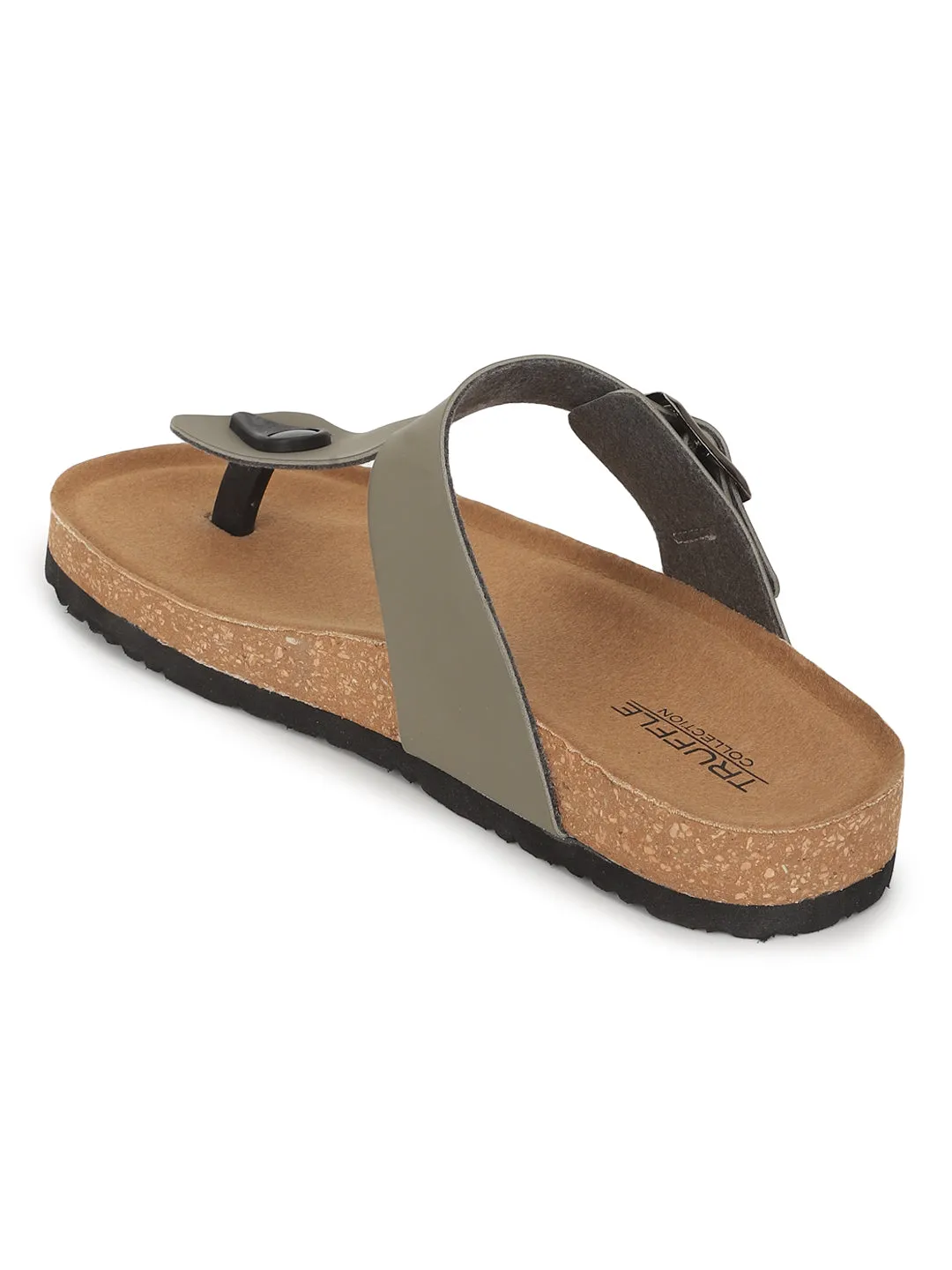 Olivegrüne PU-Kork-Latex-Einlegesohlen Flats (TC-070202-GRN)