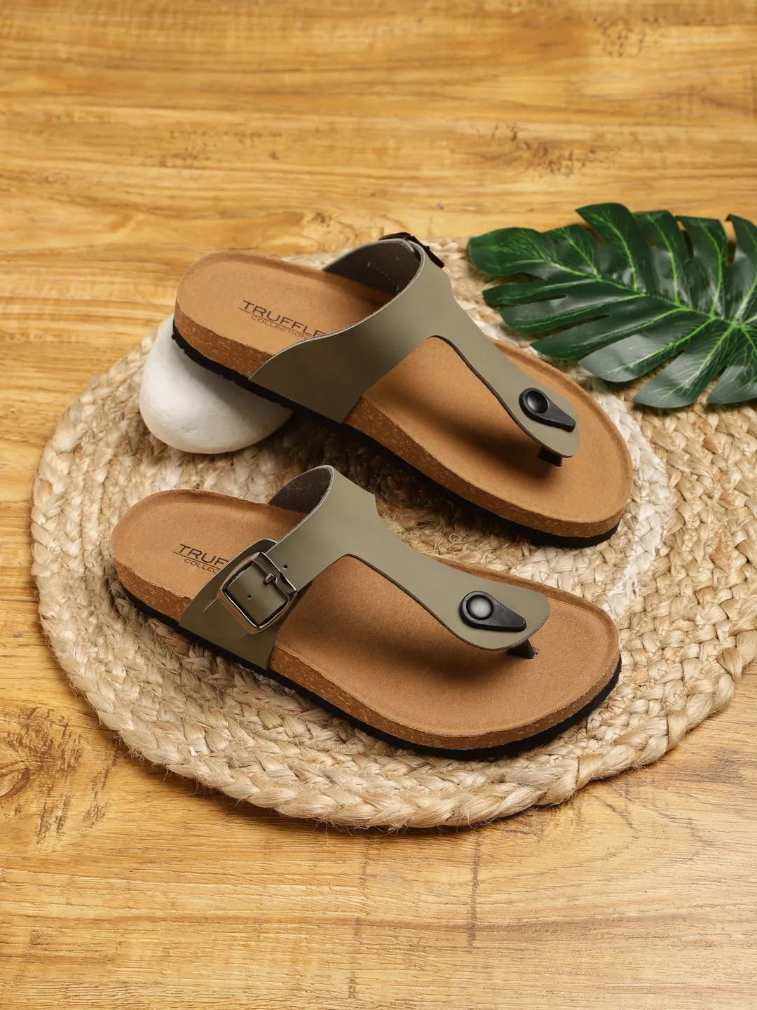 Olivegrüne PU-Kork-Latex-Einlegesohlen Flats (TC-070202-GRN)