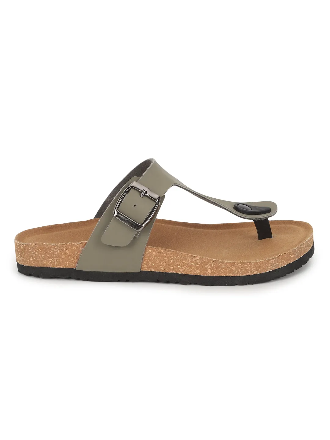 Olivegrüne PU-Kork-Latex-Einlegesohlen Flats (TC-070202-GRN)
