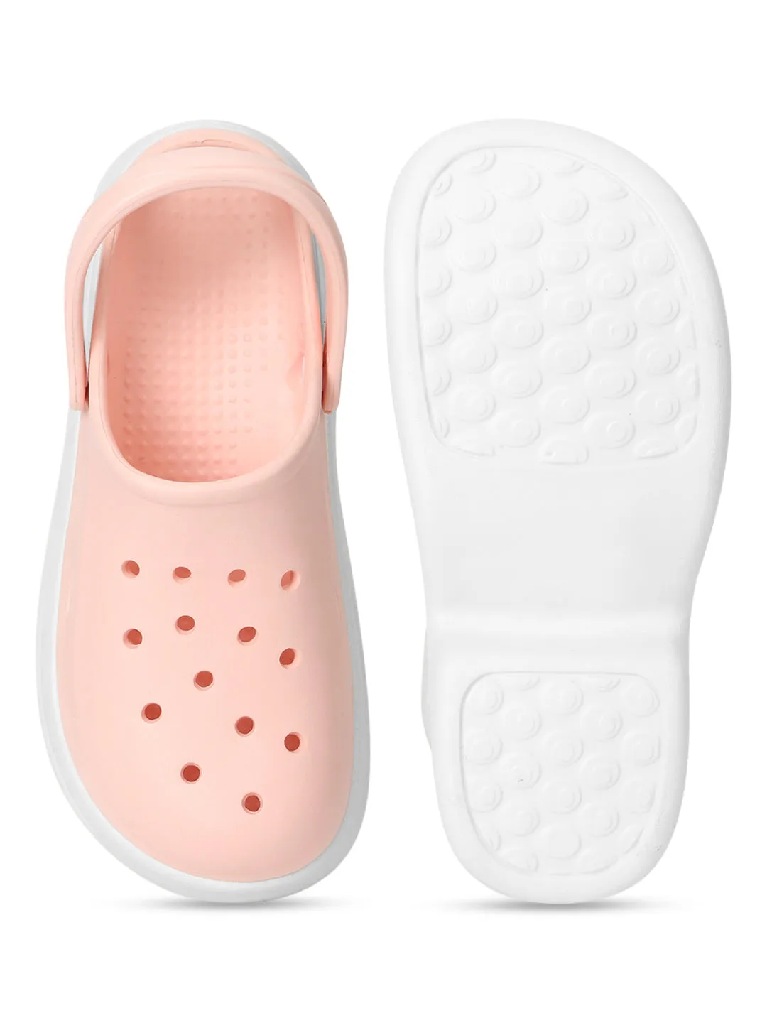 Rosa Weiße PU Schlupf-Croc-Flats (TC-RS3580-PNKWHT)