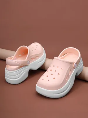 Rosa Weiße PU Schlupf-Croc-Flats (TC-RS3580-PNKWHT)