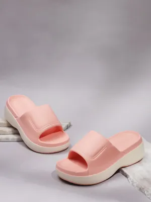 Rosa Weiße PU Schlupf-Flats (TC-RS3690-PNKWHT)