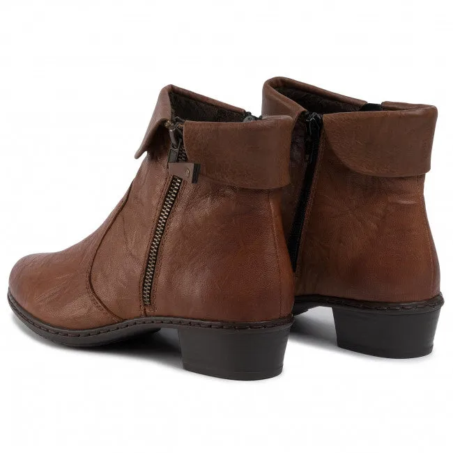 Rieker Schuhe Y07A8-22 Knöchel seitlicher Reißverschluss Manschette Kastanie