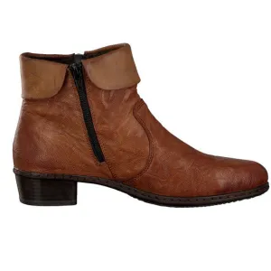 Rieker Schuhe Y07A8-22 Knöchel seitlicher Reißverschluss Manschette Kastanie