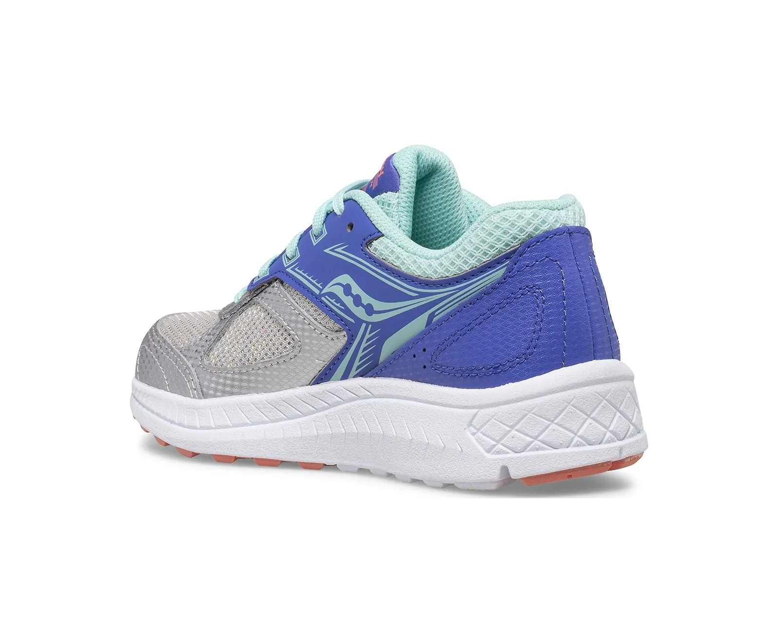 Saucony Schuhe Cohesion 14 Schnürsenkel-Sneaker Silber/Periwinkle/Türkis (13c-5y)