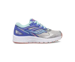 Saucony Schuhe Cohesion 14 Schnürsenkel-Sneaker Silber/Periwinkle/Türkis (13c-5y)