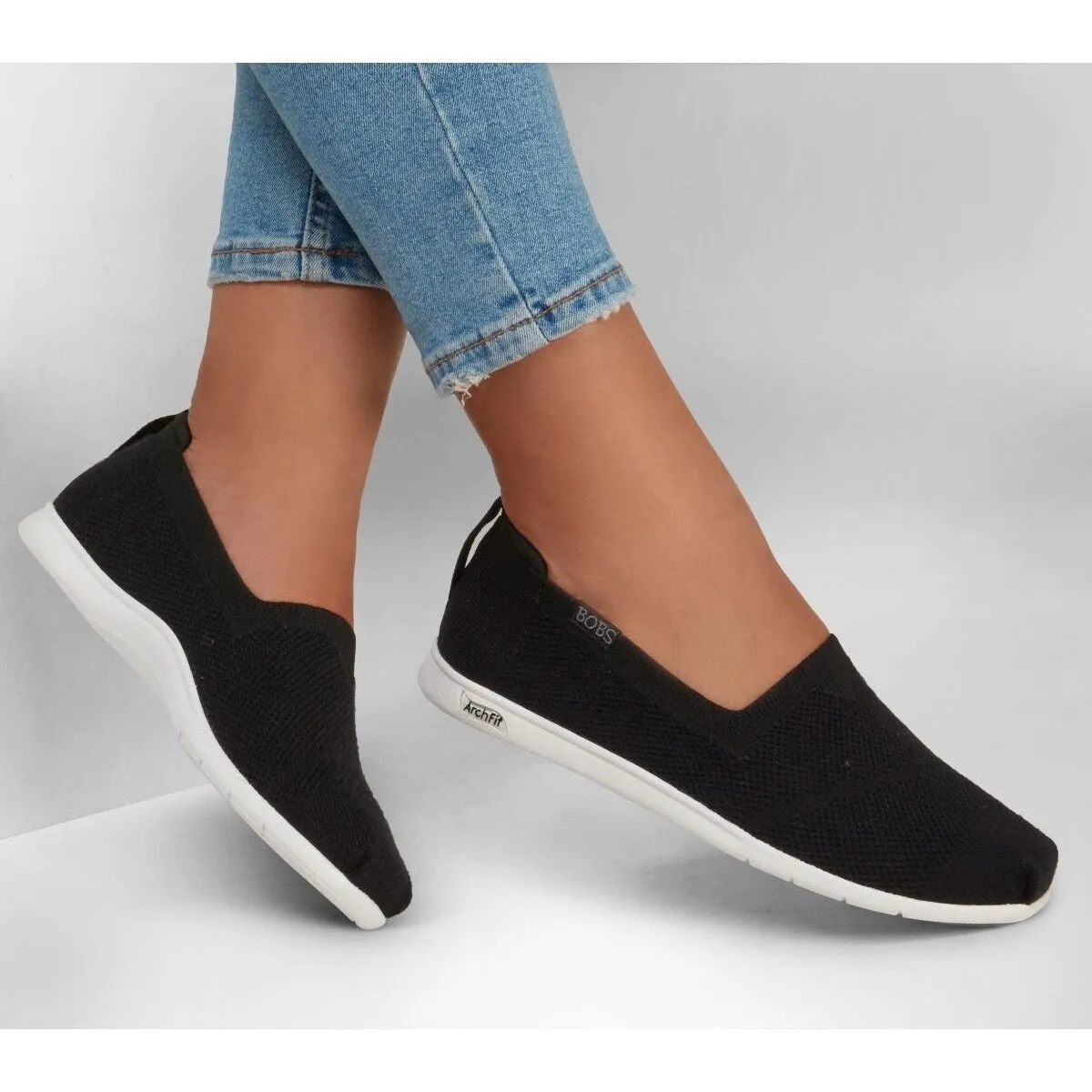 Skechers Damen Arch Fit Plush Breezy Babe Slip-On Schwarz 114109Blk Schwarz