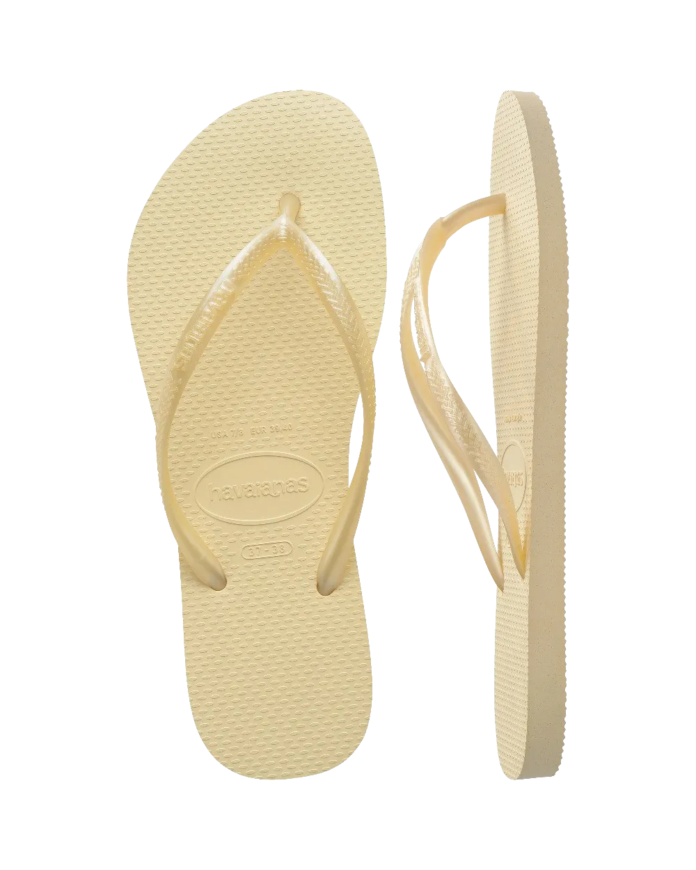 Schlanke Flip-Flops in Buttercreme