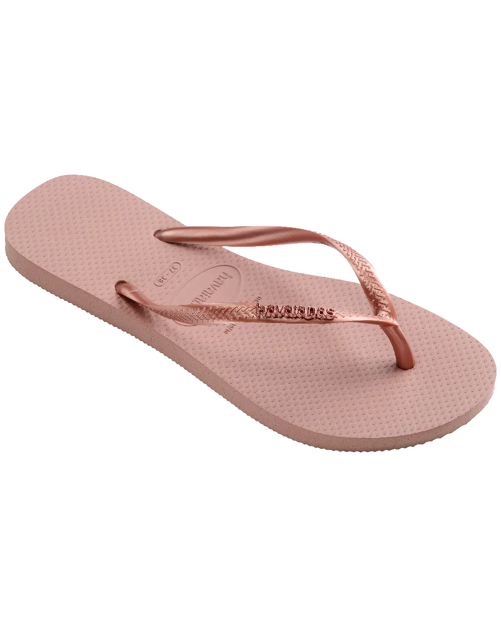 Schlanke Metallische Flip-Flops in Krokusrosa & Gold