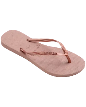 Schlanke Metallische Flip-Flops in Krokusrosa & Gold