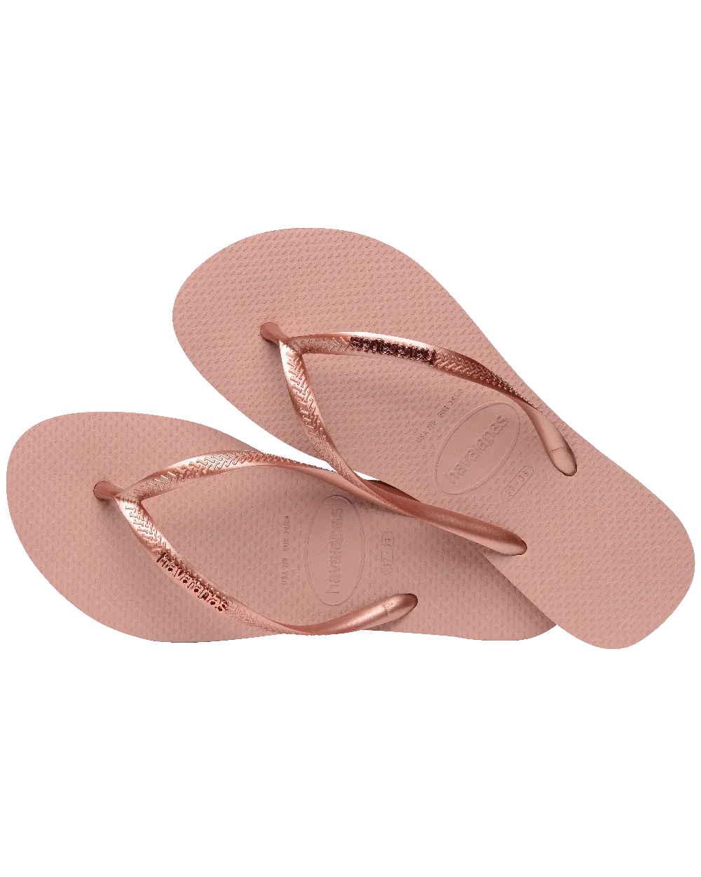 Schlanke Metallische Flip-Flops in Krokusrosa & Gold
