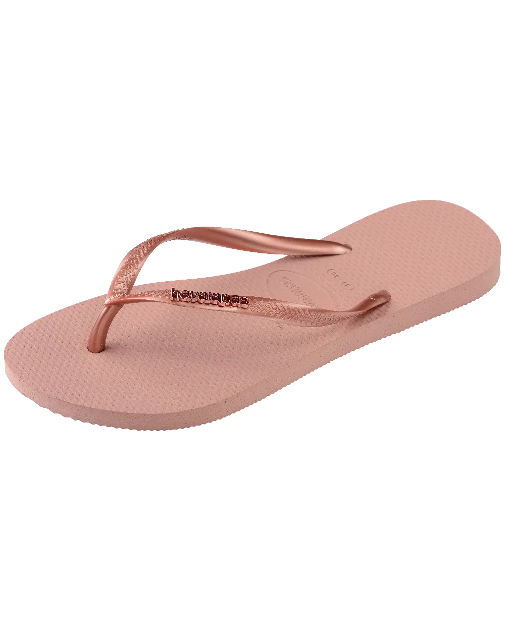 Schlanke Metallische Flip-Flops in Krokusrosa & Gold