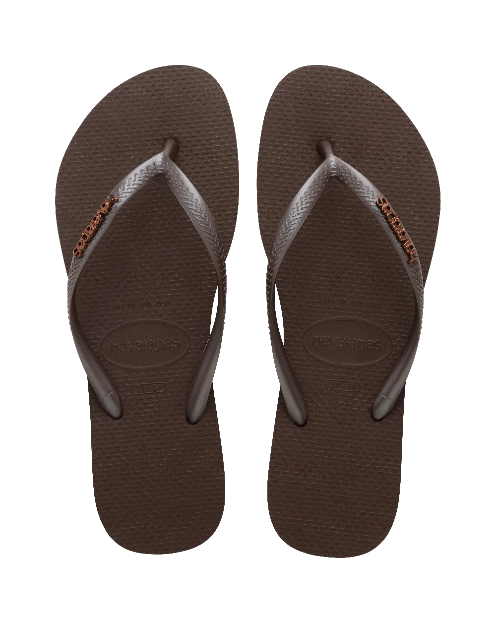 Schlanke Metallische Flip-Flops in Dunkelbraun