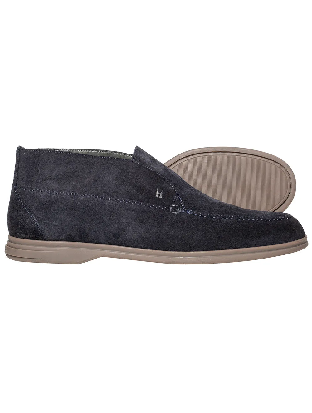 Wildleder-Kalbsleder Knöchelstiefel Marineblau