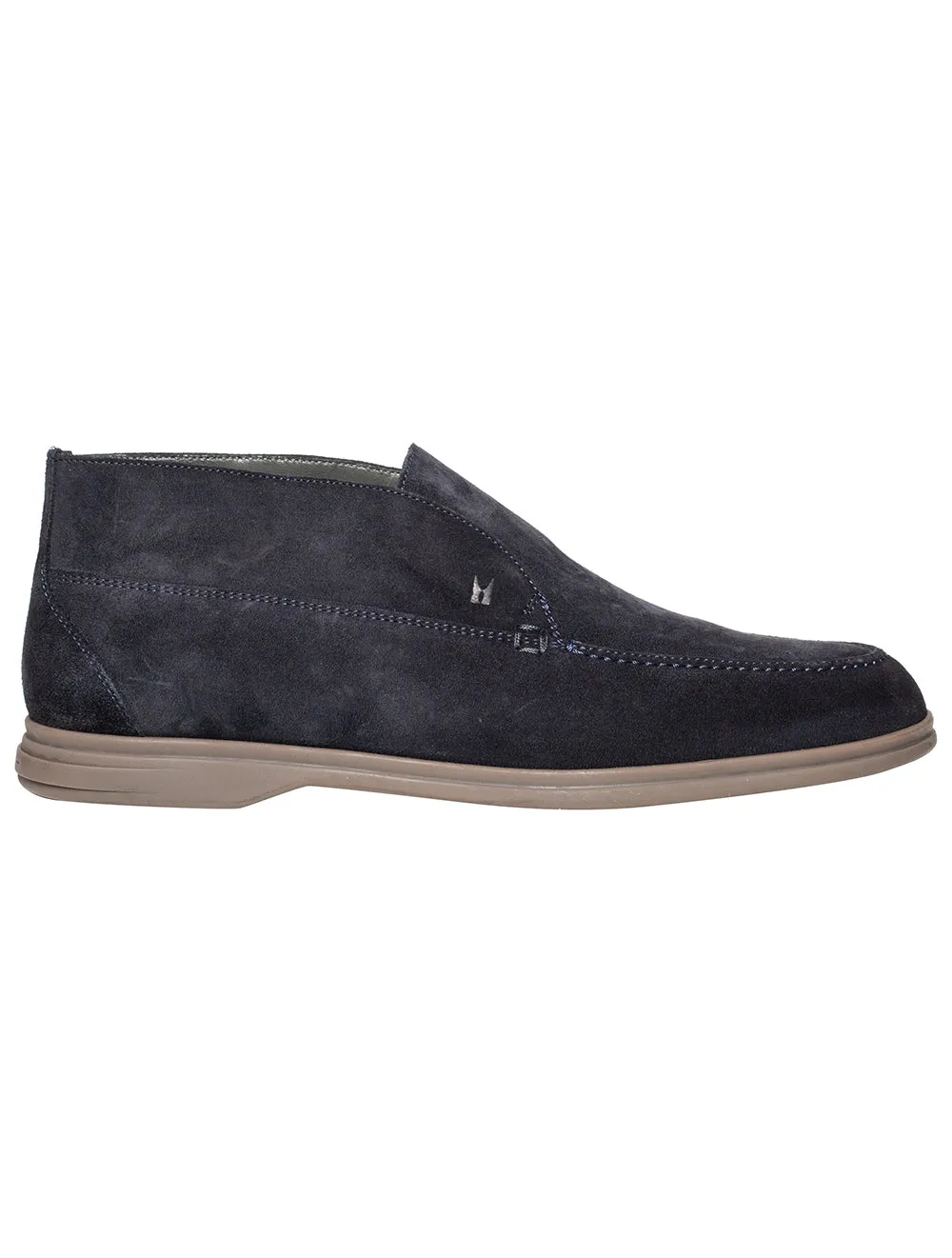 Wildleder-Kalbsleder Knöchelstiefel Marineblau
