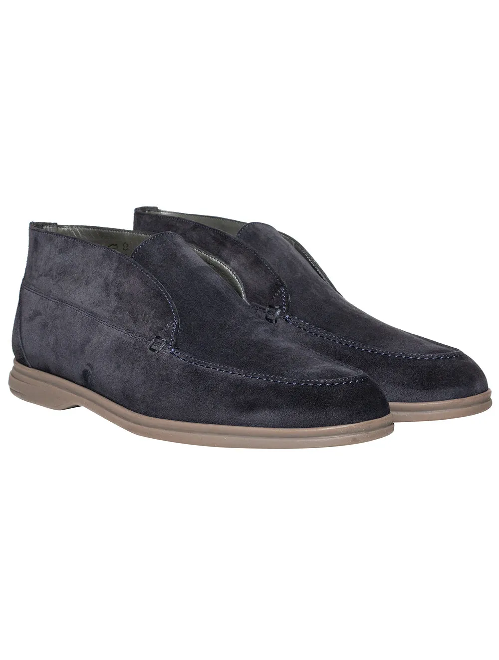 Wildleder-Kalbsleder Knöchelstiefel Marineblau