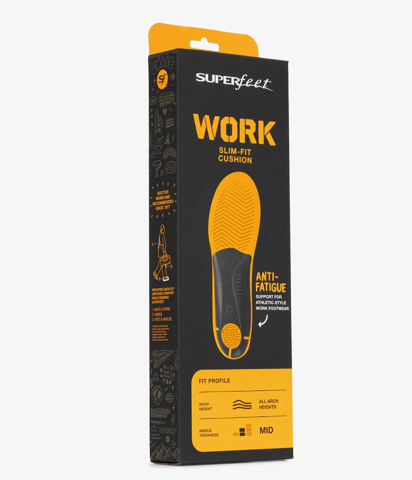 Superfeet Work Slim-Fit Dämpfungseinlegesohlen (Gelb Blau)