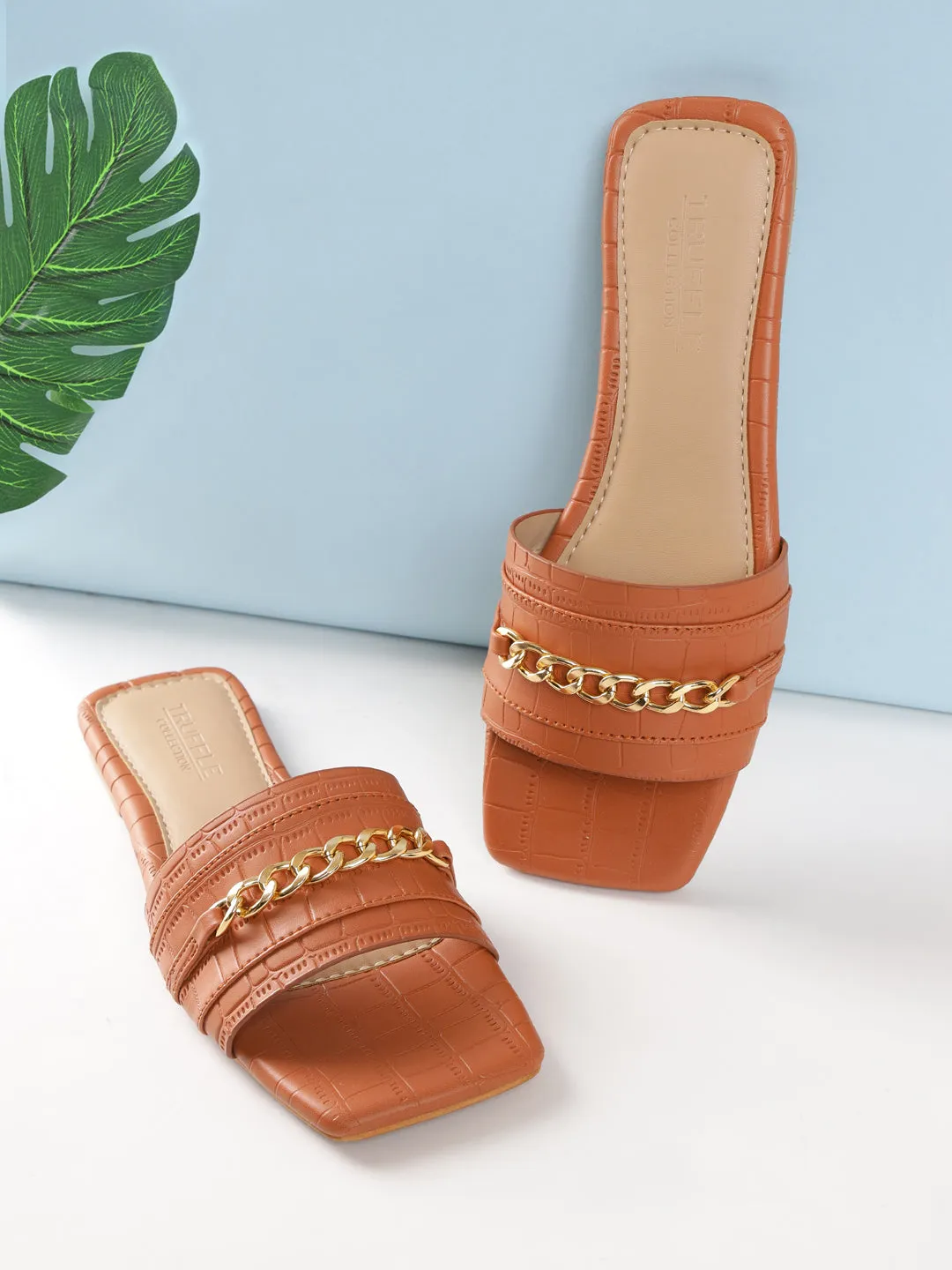 Tan Croc PU Schlupf-Slipper (TC-ST-002-TAN)