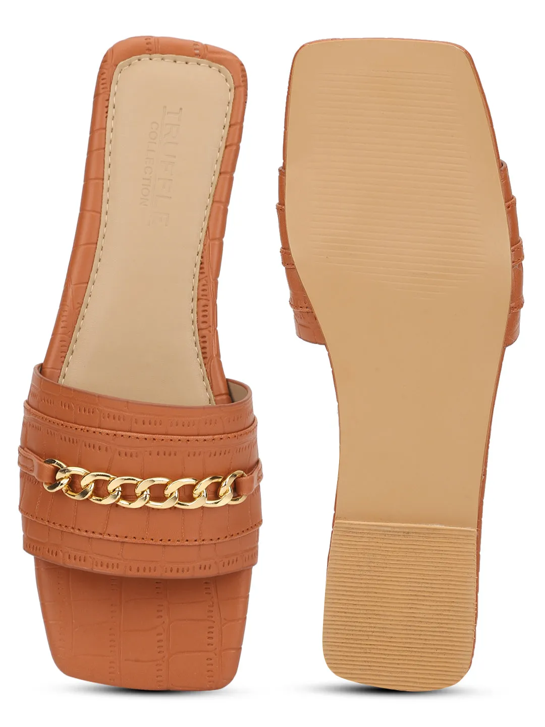 Tan Croc PU Schlupf-Slipper (TC-ST-002-TAN)