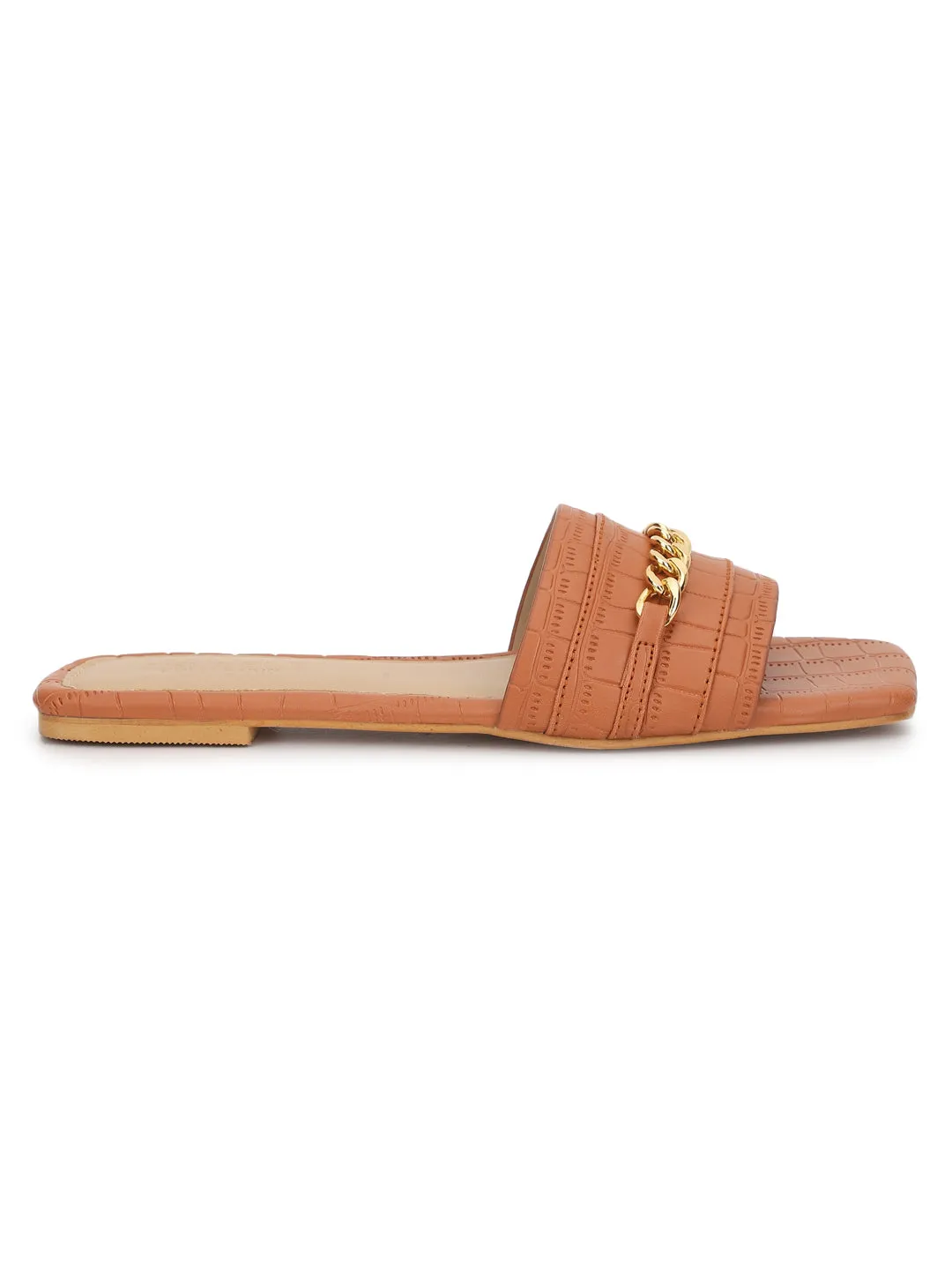 Tan Croc PU Schlupf-Slipper (TC-ST-002-TAN)