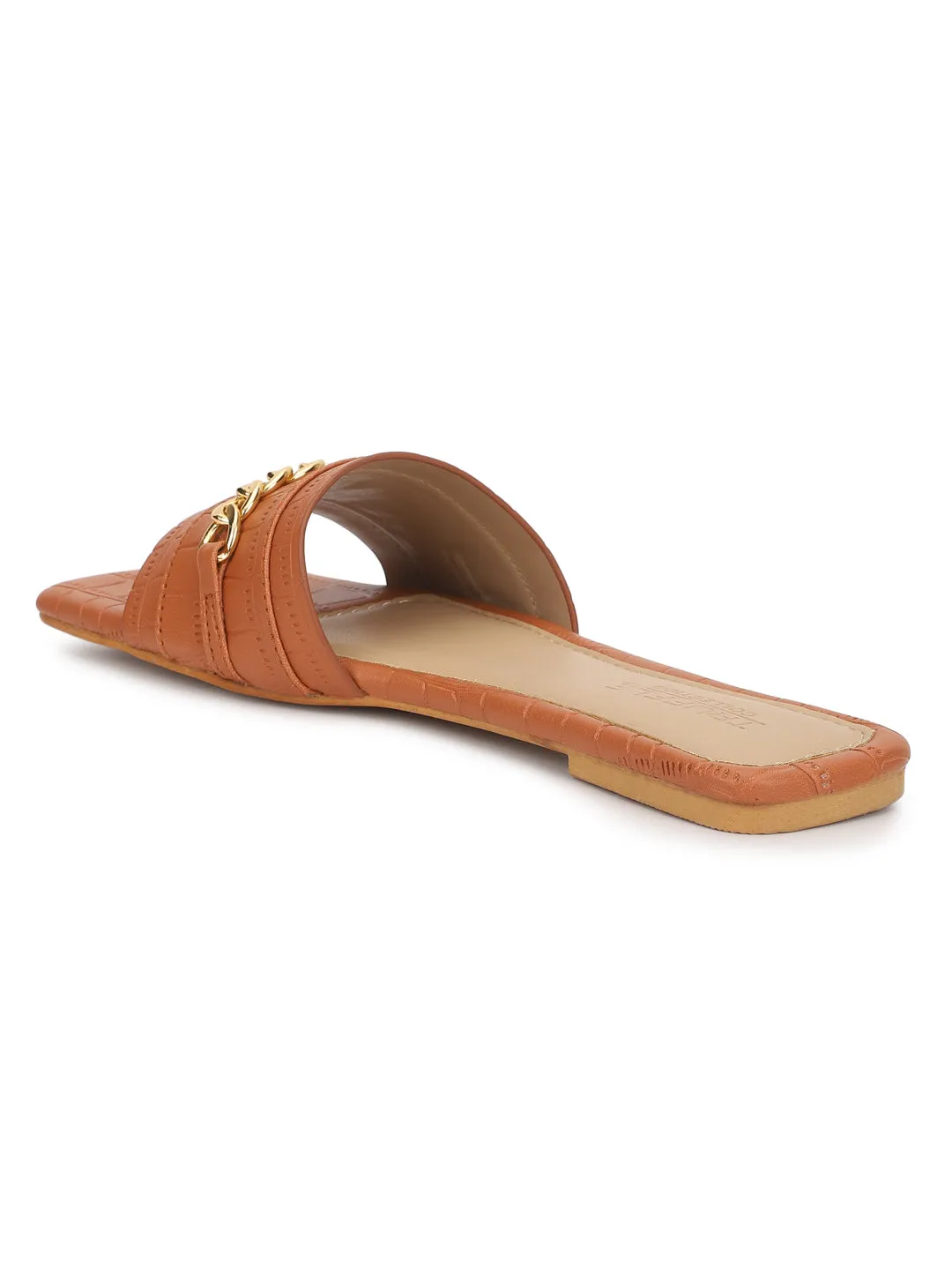 Tan Croc PU Schlupf-Slipper (TC-ST-002-TAN)