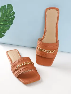 Tan Croc PU Schlupf-Slipper (TC-ST-002-TAN)