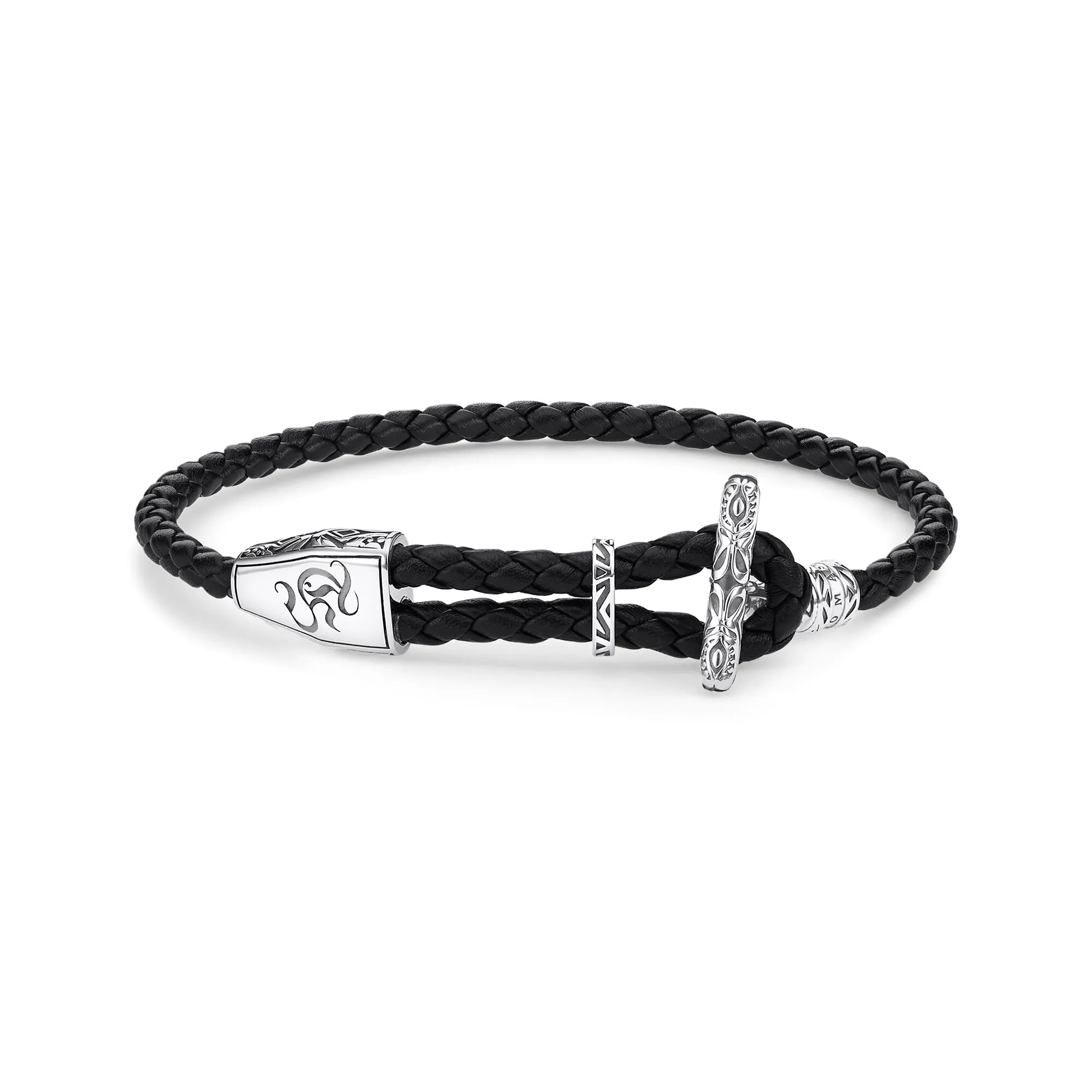 Thomas Sabo Schmuck Thomas Sabo Rebel At Heart Sterling Silber Schwarzer Zierknoten Geflochtenes Armband