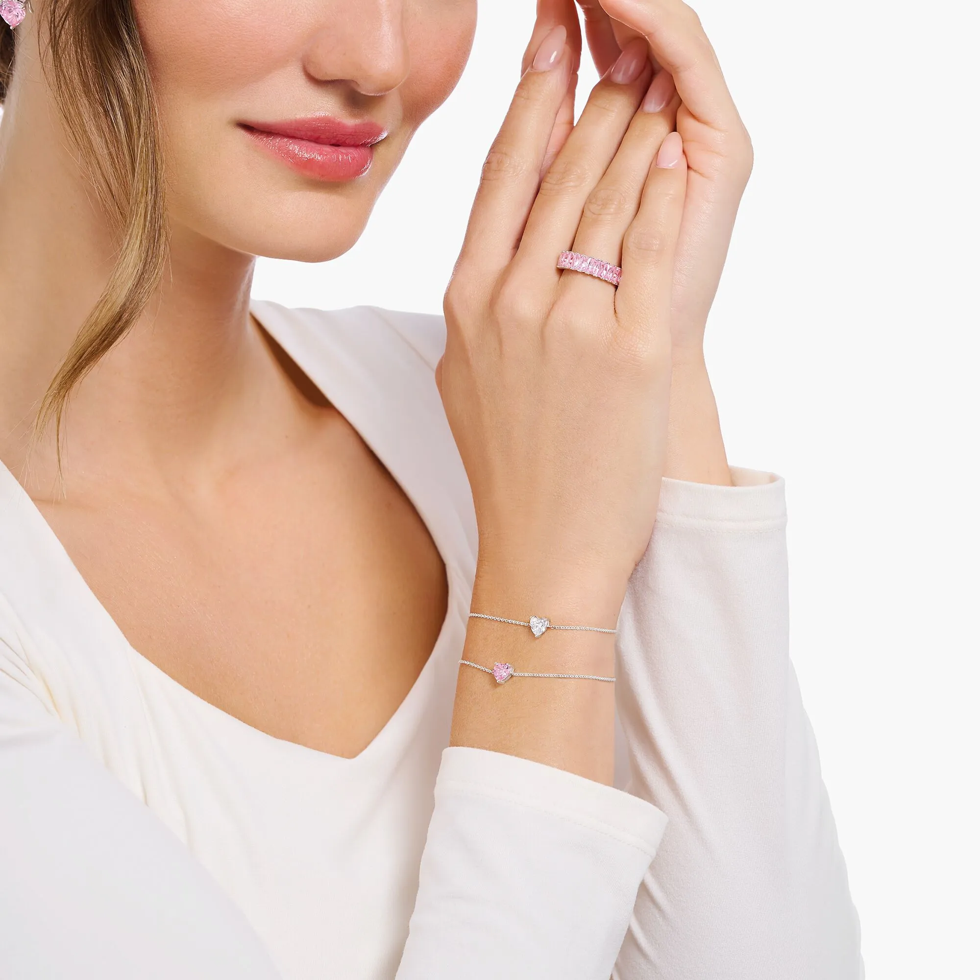 Thomas Sabo Schmuck Thomas Sabo Sterling Silber Herz Weiß Zirkonia Armband
