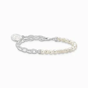 Thomas Sabo Schmuck Thomas Sabo Sterling Silber Perlen Charmista Mitglied Charm Armband mit weißer Münze