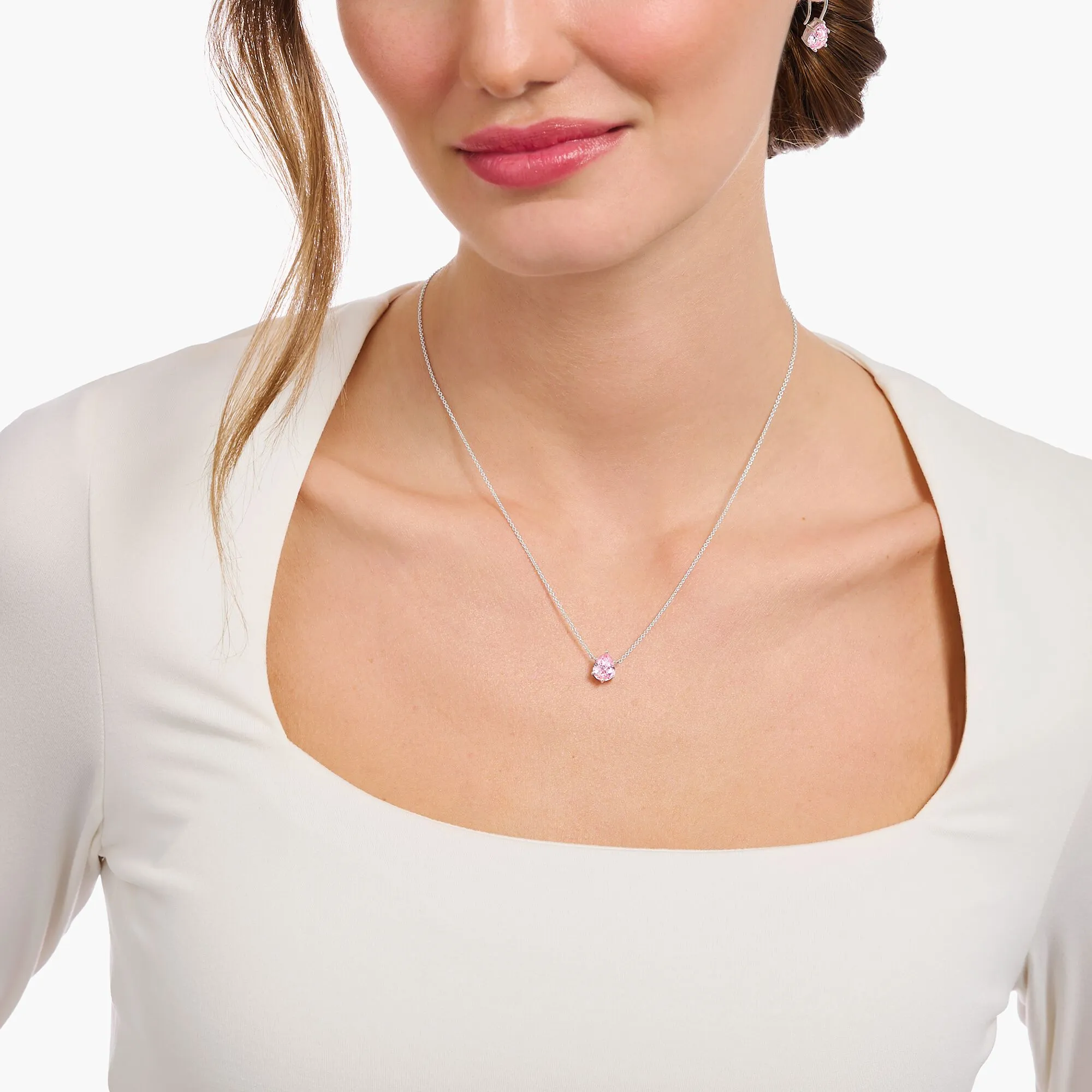 Thomas Sabo Schmuck Thomas Sabo Sterling Silber Träne Rosa Zirkonia Halskette