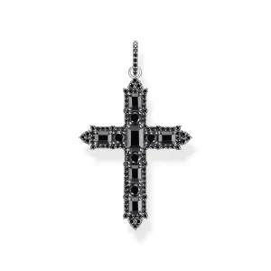 Thomas Sabo Herrenanhänger Schmuck Geschwärztes Kreuzanhänger mit Zirkonia