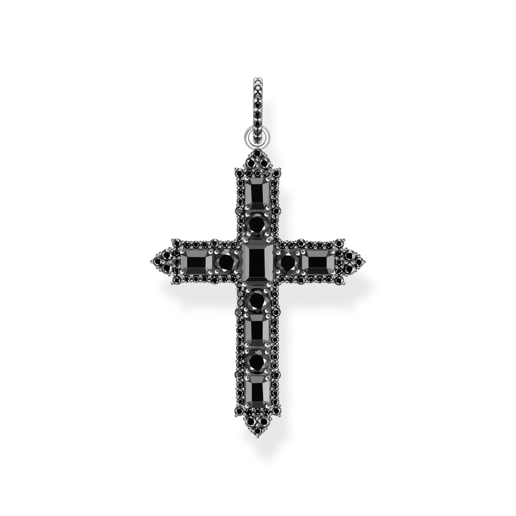 Thomas Sabo Herrenanhänger Schmuck Geschwärztes Kreuzanhänger mit Zirkonia