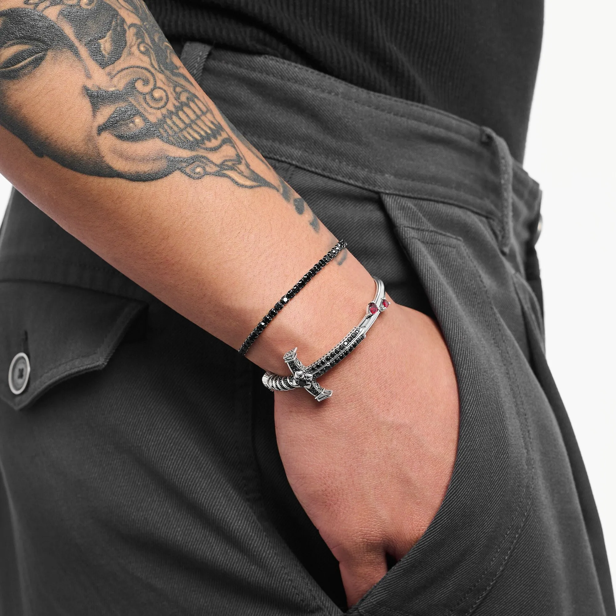 Thomas Sabo Damenarmband Schwarz oxidiertes Armband mit Zirkonia