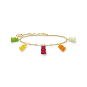 Thomas Sabo Damenarmband Armband mit 5 farbenfrohen Goldbären