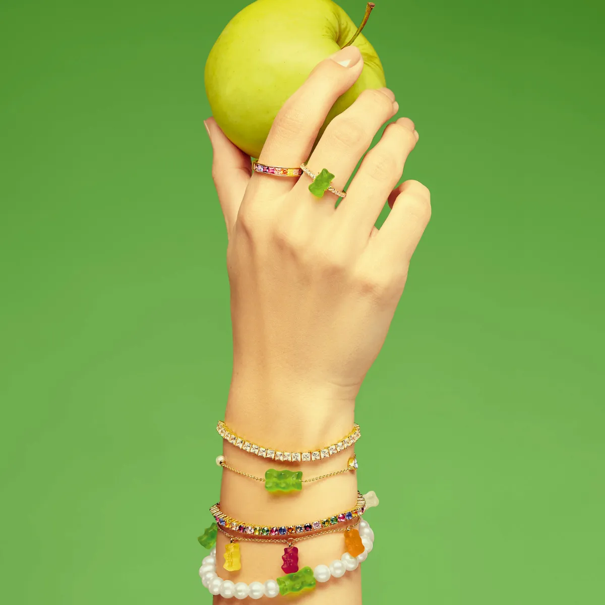 Thomas Sabo Damenarmband Armband mit 5 farbenfrohen Goldbären