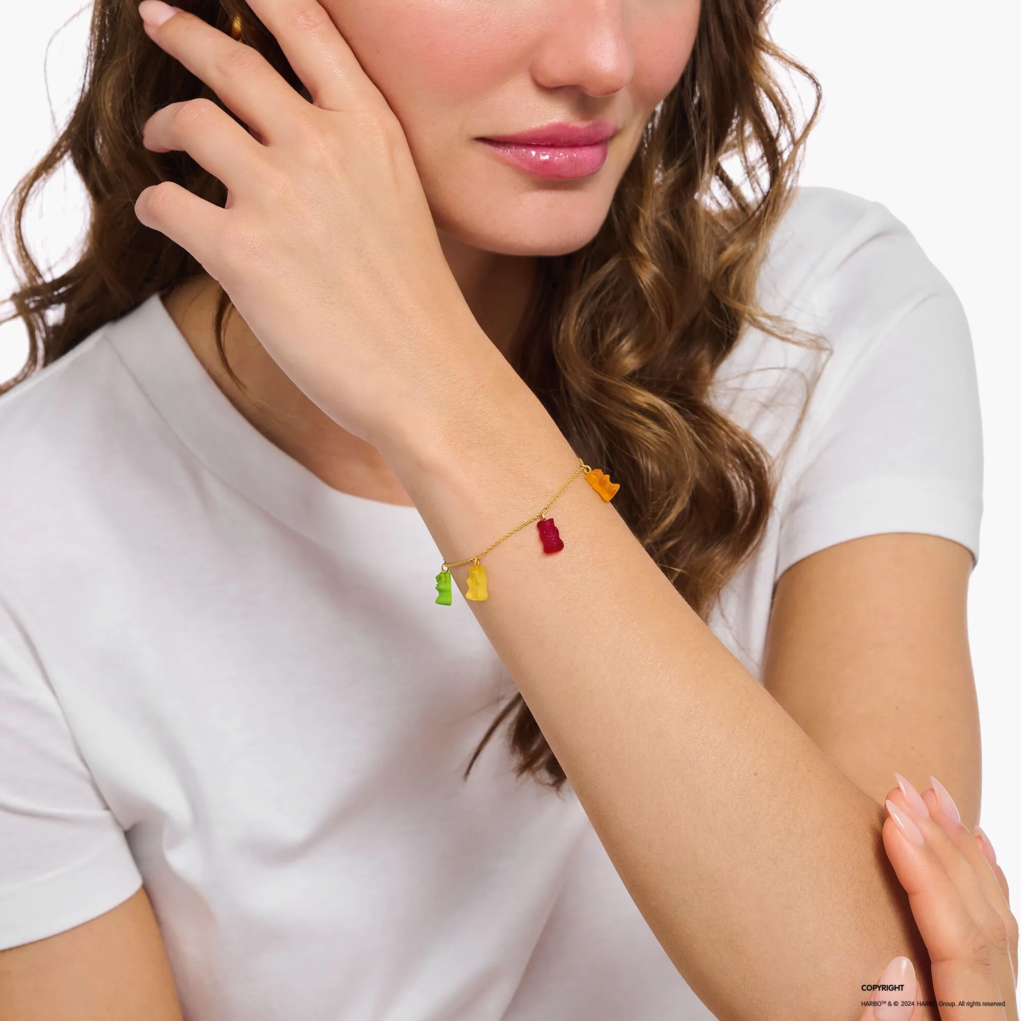 Thomas Sabo Damenarmband Armband mit 5 farbenfrohen Goldbären