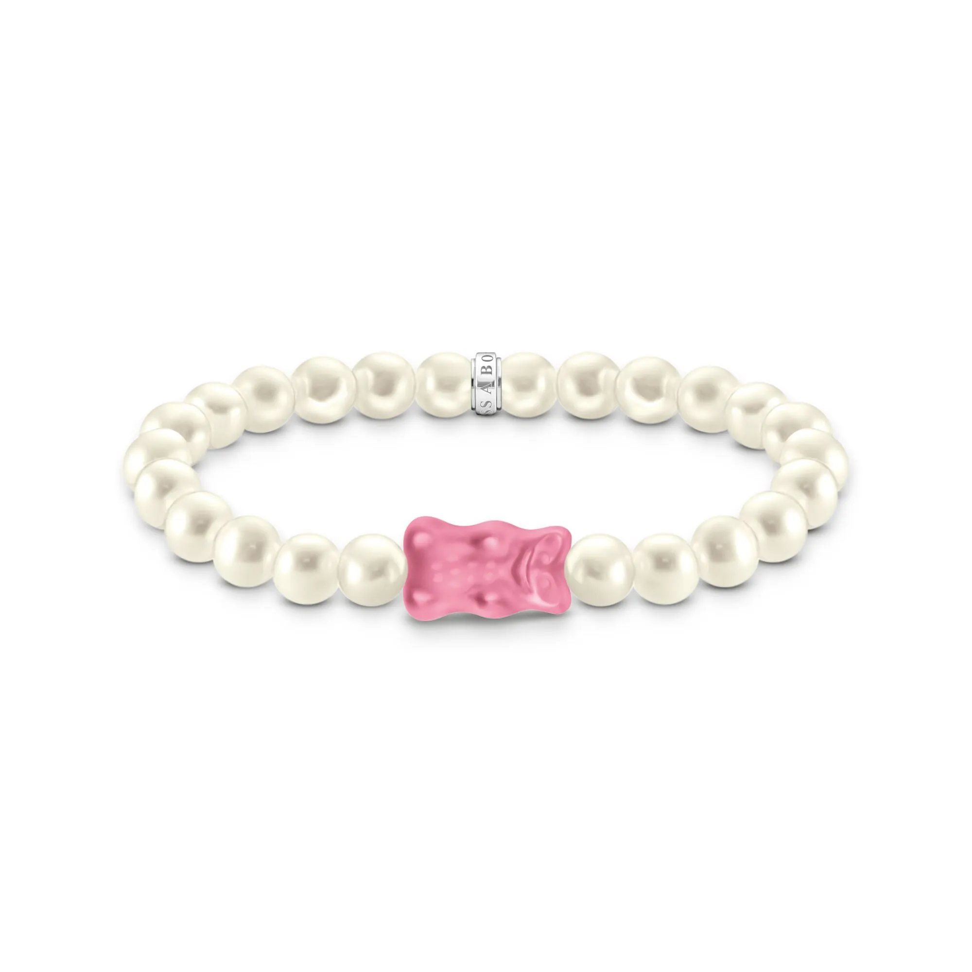 Thomas Sabo Damenarmbänder Perlenarmband mit rosa Goldbär Silber