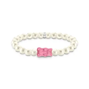 Thomas Sabo Damenarmbänder Perlenarmband mit rosa Goldbär Silber