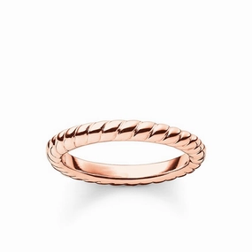 Thomas Sabo Silver Rose Gold Twist Ring TR1978-415-12