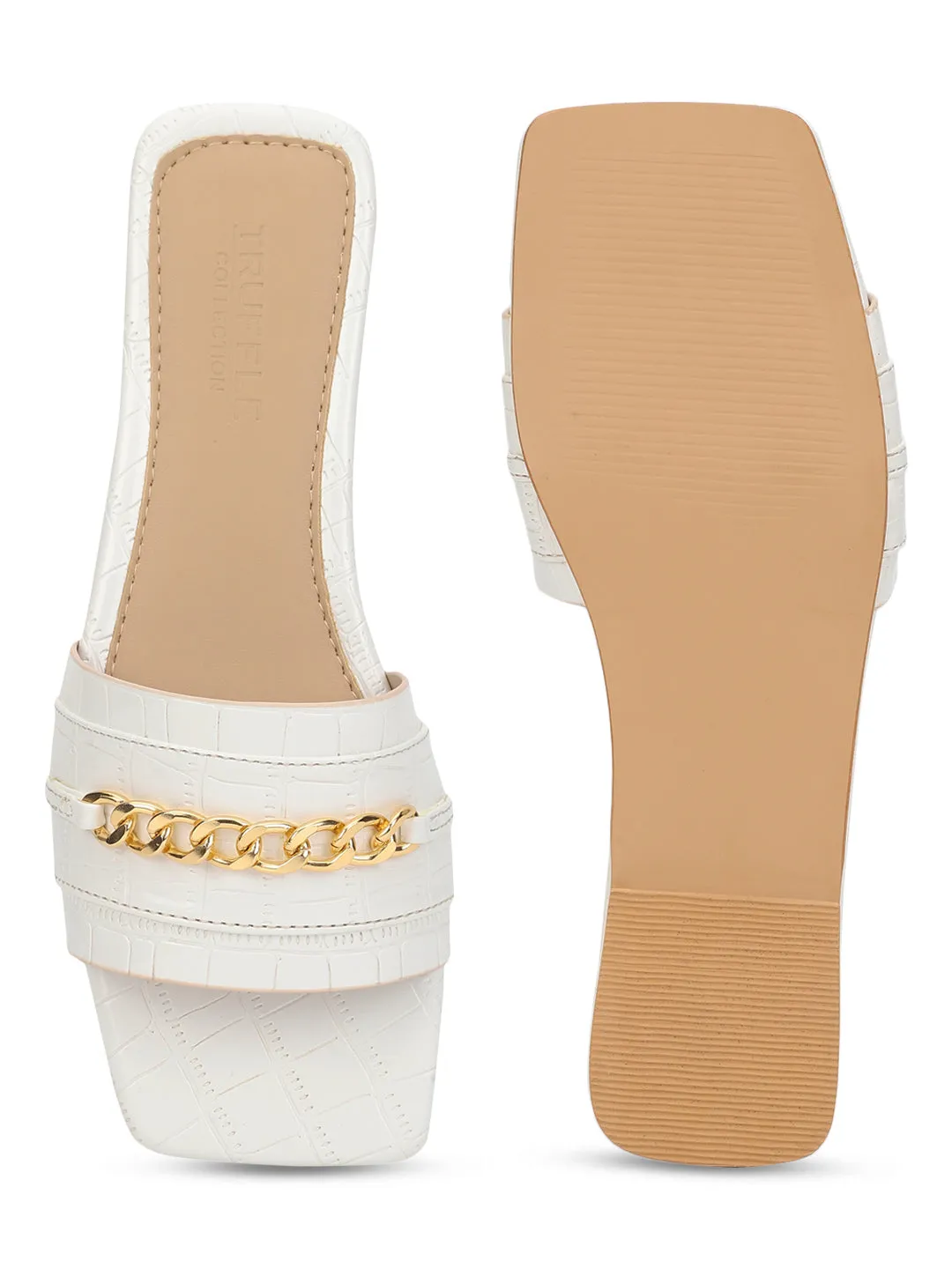 Weiße Croc-Patent-Slip-On-Flats (TC-ST-002-WHT)