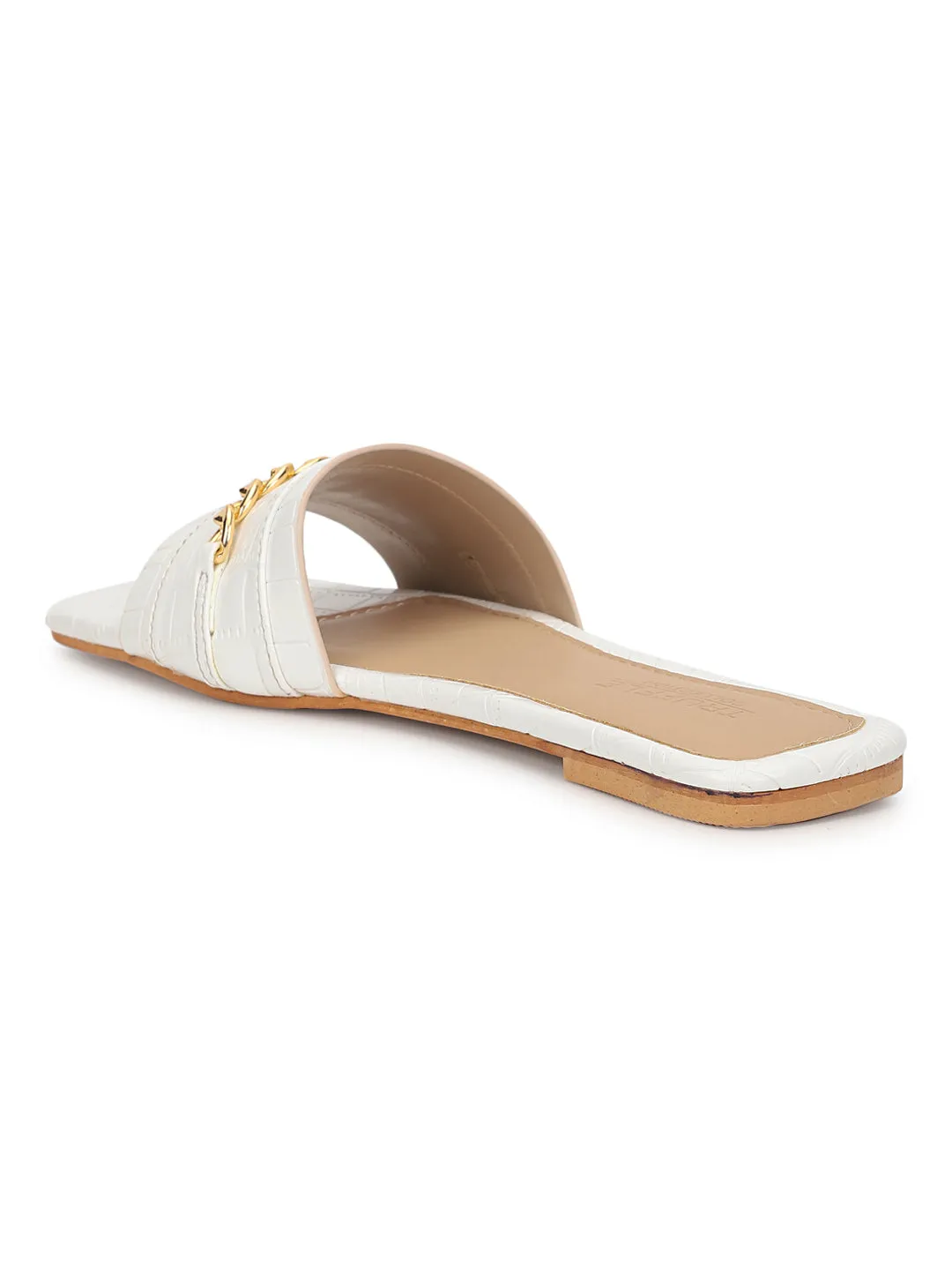 Weiße Croc-Patent-Slip-On-Flats (TC-ST-002-WHT)