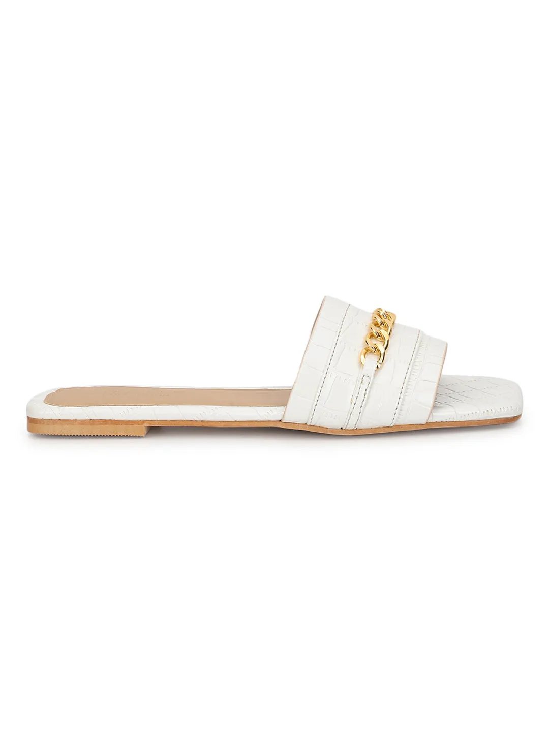 Weiße Croc-Patent-Slip-On-Flats (TC-ST-002-WHT)