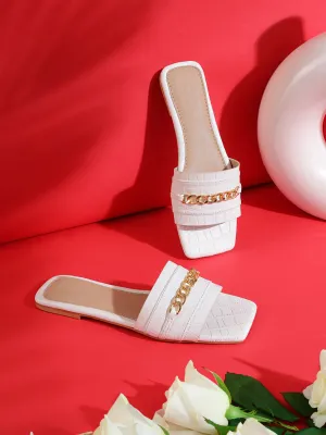 Weiße Croc-Patent-Slip-On-Flats (TC-ST-002-WHT)