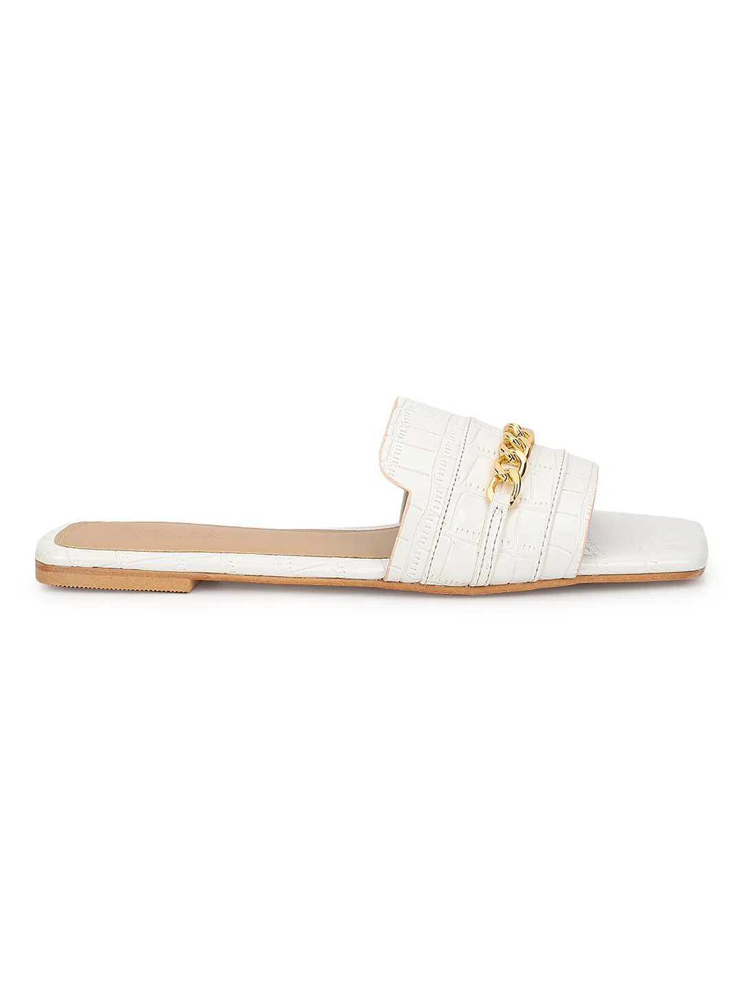 Weiße Croc-Patent-Slip-On-Flats (TC-ST-003-WHT)